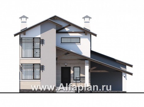 Проекты домов Альфаплан - «Солнечный» - современный, компактный и комфортный дом - превью фасада №1