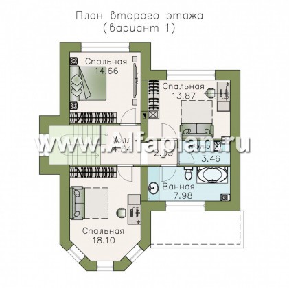 Проекты домов Альфаплан - «Веста» - небольшой удобный дом - превью плана проекта №2