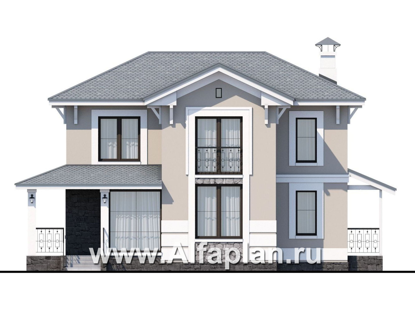 Проекты домов Альфаплан - «Невский стиль» - удобный и красивый двухэтажный дом - изображение фасада №1
