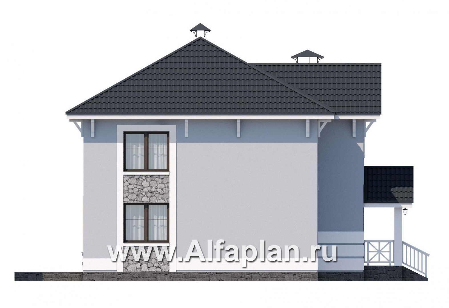 Проекты домов Альфаплан - «Линия жизни»  - удобный дом для небольшой семьи - изображение фасада №3