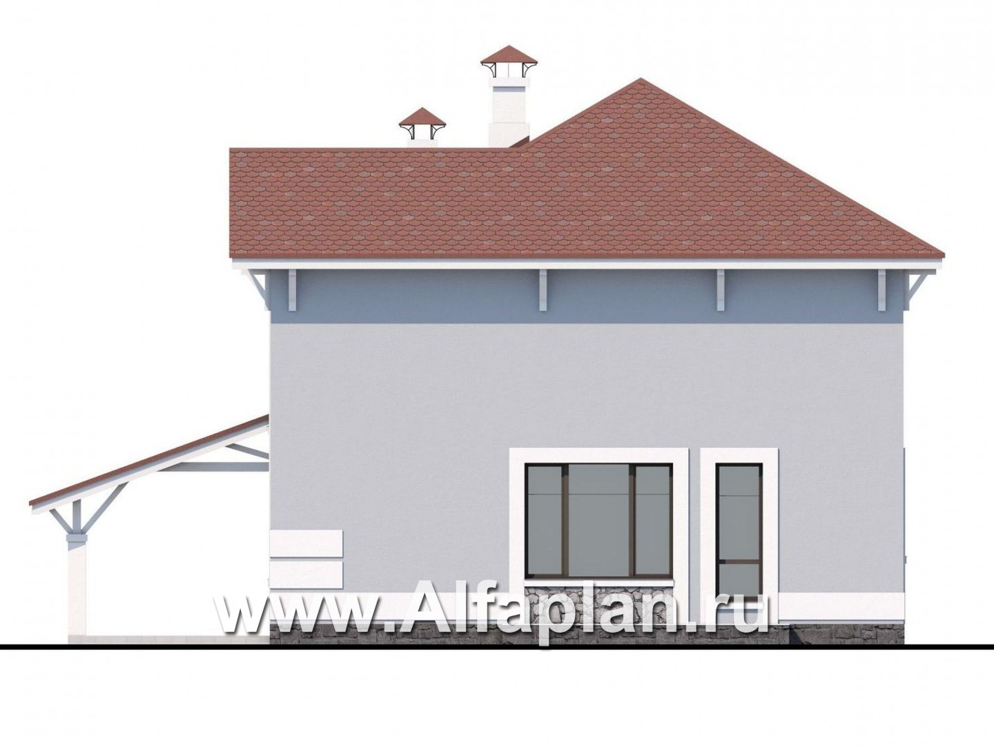 Проекты домов Альфаплан - «Линия жизни» - удобный дом для небольшой семьи - изображение фасада №4