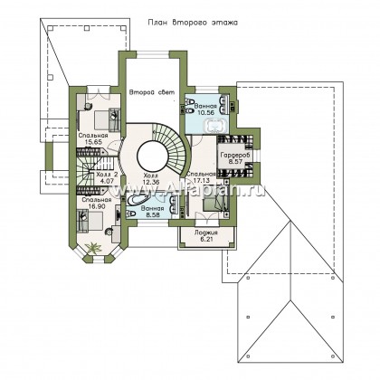 Проекты домов Альфаплан - «Воронцов»- респектабельный коттедж из газобетона с гаражом - превью плана проекта №2