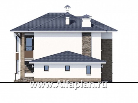 Проекты домов Альфаплан - «Статский советник» - комфортабельный коттедж в современном стиле с гаражом - превью фасада №2