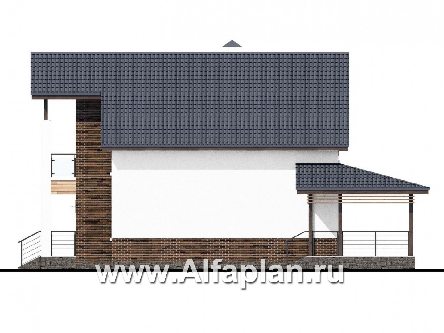 Проекты домов Альфаплан - «Галс» - двухэтажный коттедж со вторым светом - изображение фасада №2