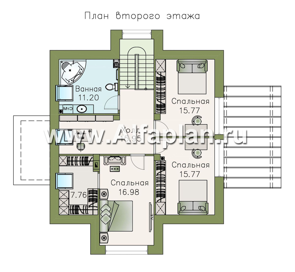Проекты домов Альфаплан - «Альтаир» - современный мансардный дом - план проекта №2