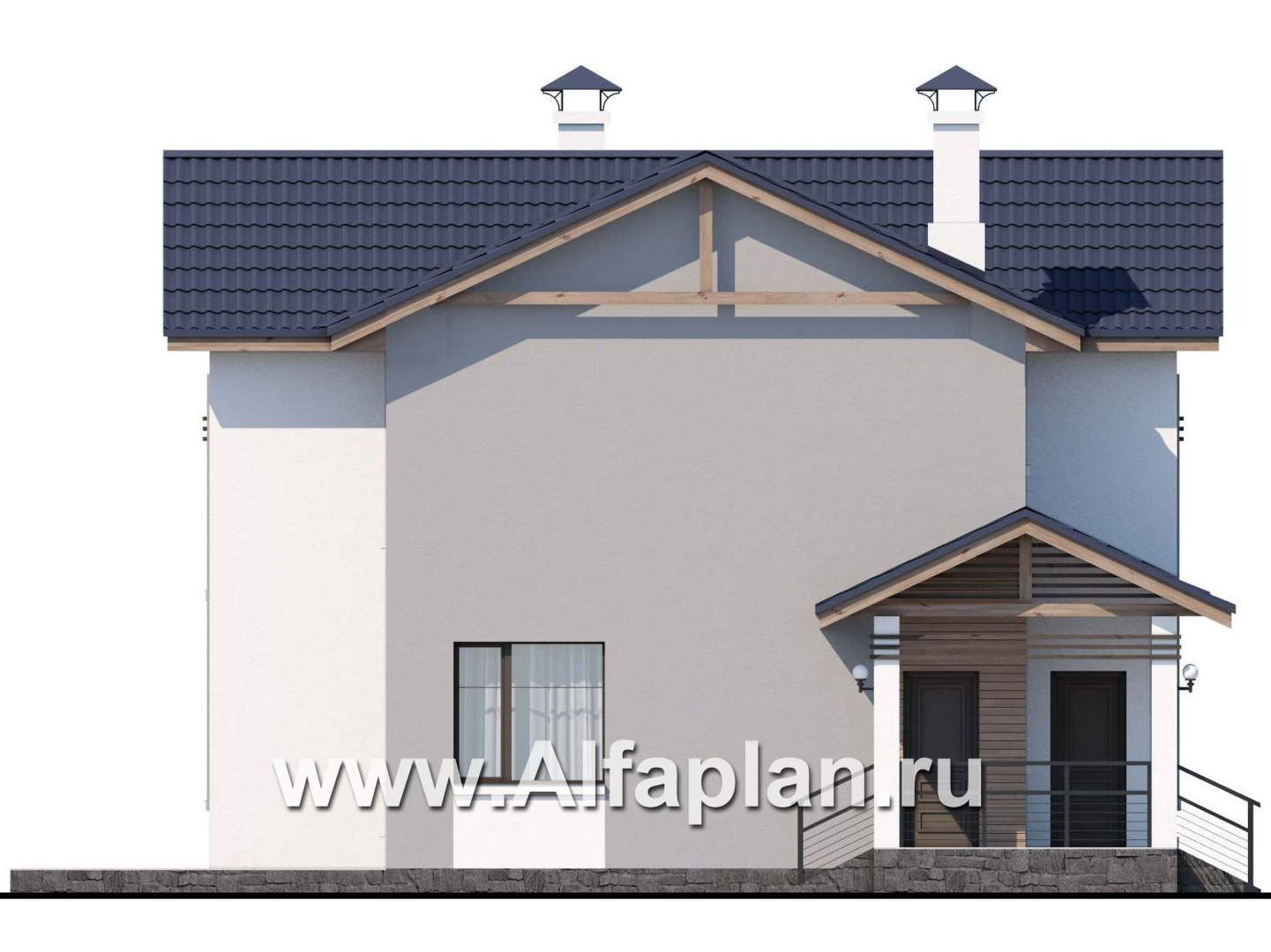 Проекты домов Альфаплан - «Каюткомпания» - проект двухэтажного дома для небольшой семьи - изображение фасада №3