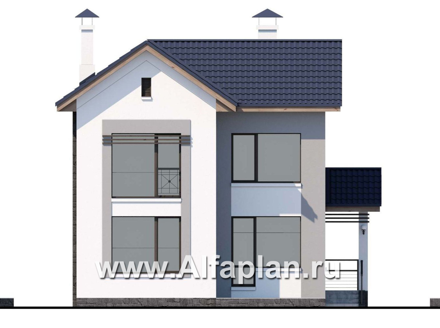 Проекты домов Альфаплан - «Каюткомпания» - проект двухэтажного дома для небольшой семьи - изображение фасада №4