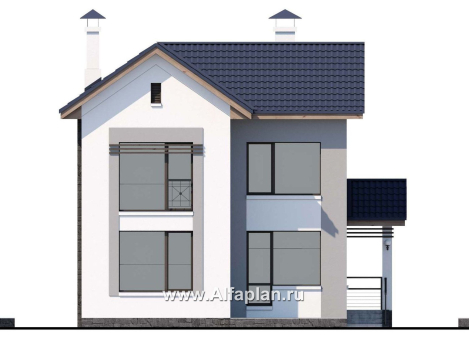 Проекты домов Альфаплан - «Каюткомпания» - проект двухэтажного дома для небольшой семьи - превью фасада №4