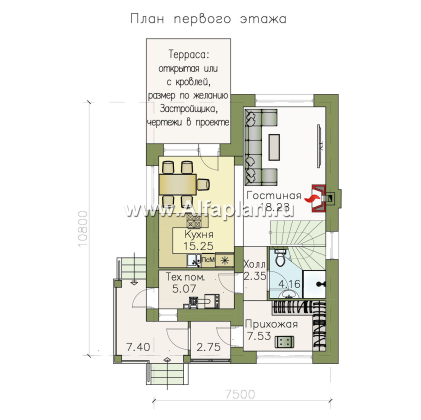 Проекты домов Альфаплан - «Каюткомпания» - проект двухэтажного дома для небольшой семьи - превью плана проекта №1