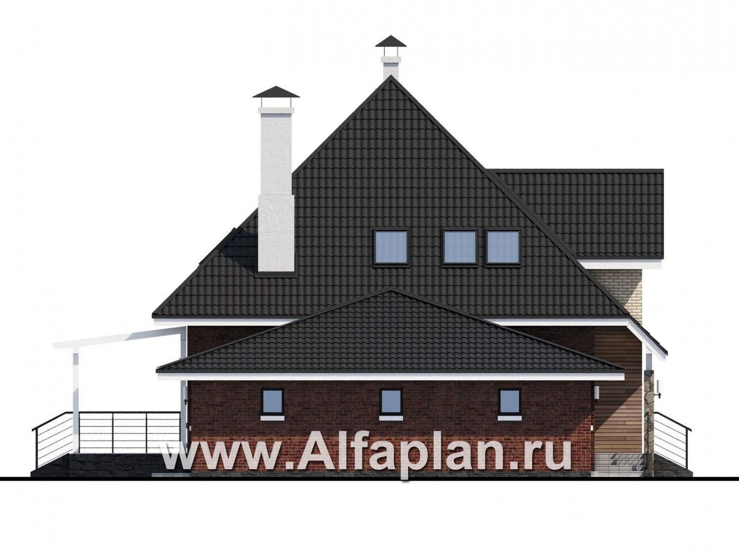 Проекты домов Альфаплан - «Сириус» - современный мансардный дом - изображение фасада №3