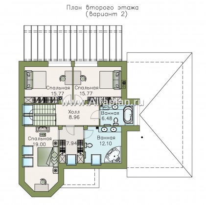 «Капелла» - проект дома с мансардой, из газобетона, с террасой и с эркером, с гаражом, современный стиль - превью план дома