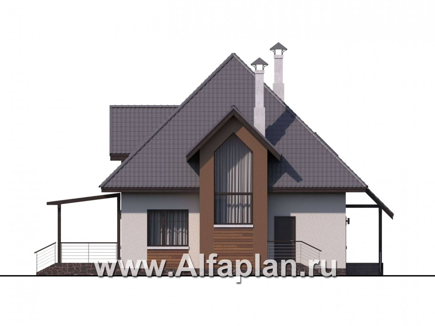 Проекты домов Альфаплан - «Гемма»  - современный мансардный дом - изображение фасада №4