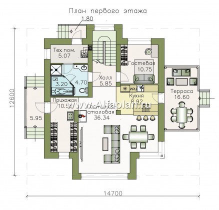 Проекты домов Альфаплан - «Гемма»  - современный мансардный дом - превью плана проекта №1