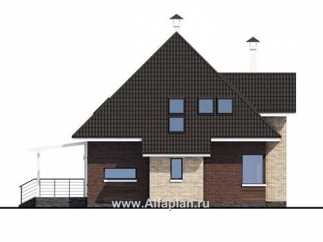 Проекты домов Альфаплан - «Персей» - современный мансардный дом - превью фасада №4