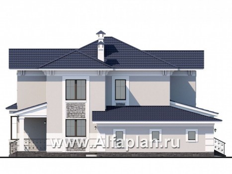 Проекты домов Альфаплан - «Белоостров» - коттедж с удобной планировкой и теплым гаражом - превью фасада №3