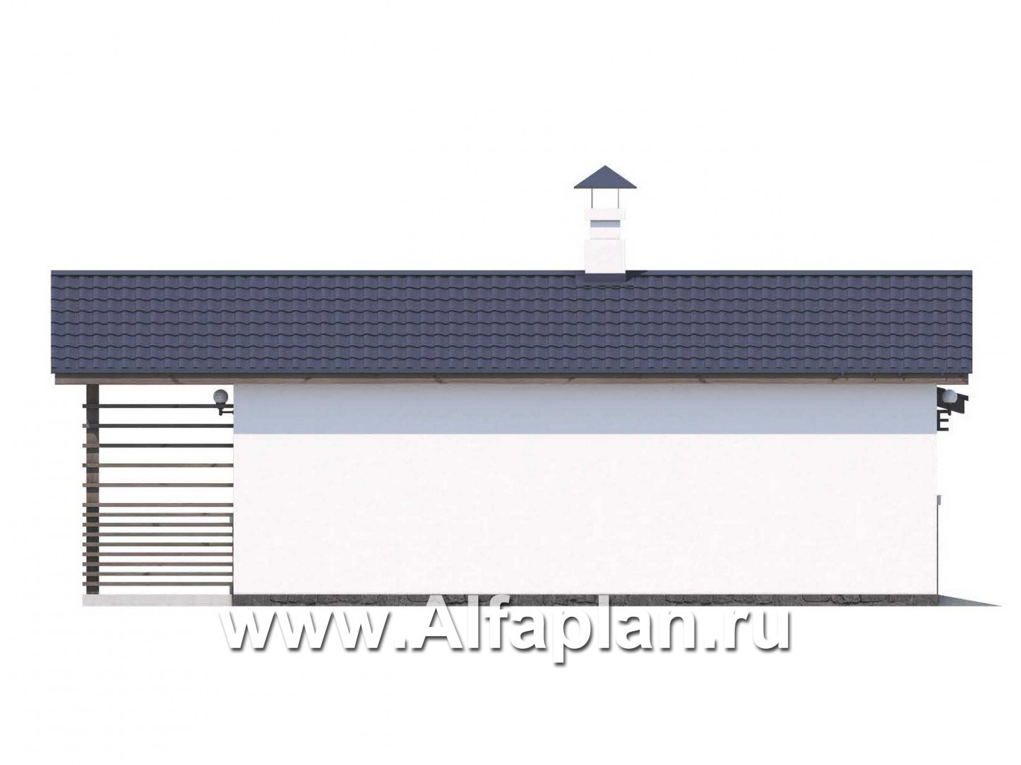 Проекты домов Альфаплан - Блок SPA с навесом для машины для небольшой усадьбы - изображение фасада №3