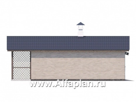 Проекты домов Альфаплан - Удобный хоз. блок для небольшой усадьбы - превью фасада №2