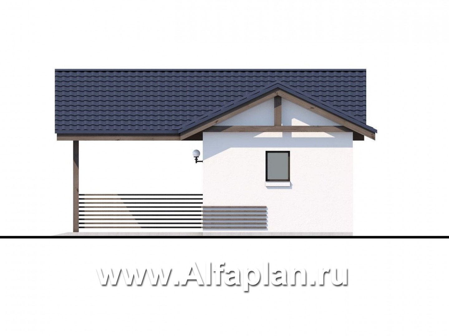 Проекты домов Альфаплан - Навес стоянка для 2 авто с небольшой кладовой - изображение фасада №2