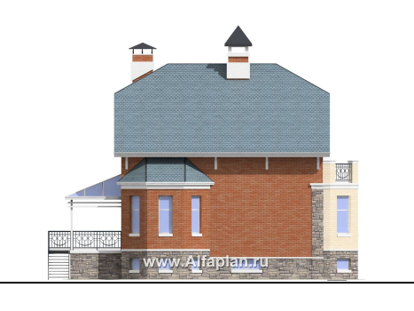 «Лаура» - проект двухэтажного загородного дома,с эркером и с террасой, с цокольным этажом - превью фасада дома