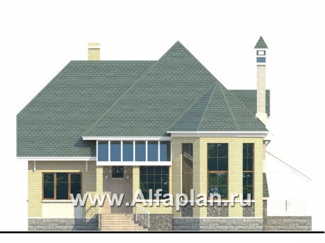 «Суперстилиса» - проект двухэтажного дома с эркером, планировка с террасой и с гаражом - превью фасада дома