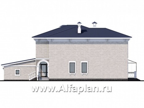 Проекты домов Альфаплан - «Меньшиков» - респектабельный особняк с гаражом - превью фасада №2
