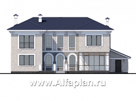 Проекты домов Альфаплан - «Меньшиков» - респектабельный особняк с гаражом - превью фасада №4