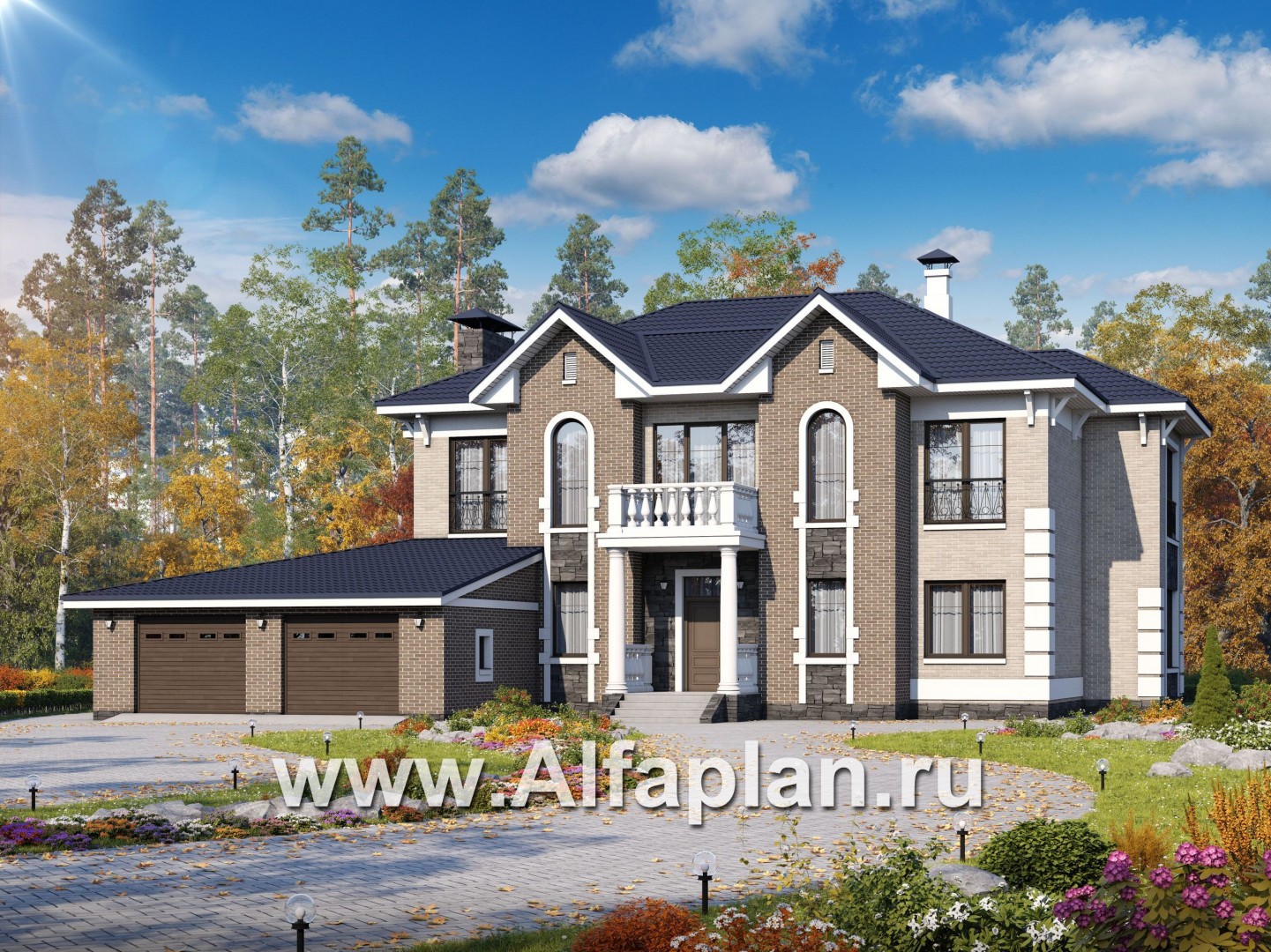 Проекты домов Альфаплан - «Воронцов» - комфортабельная вилла для большой семьи - основное изображение