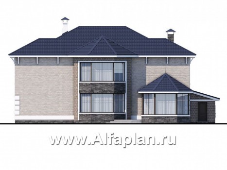 Проекты домов Альфаплан - «Воронцов» - комфортабельная вилла для большой семьи - превью фасада №4