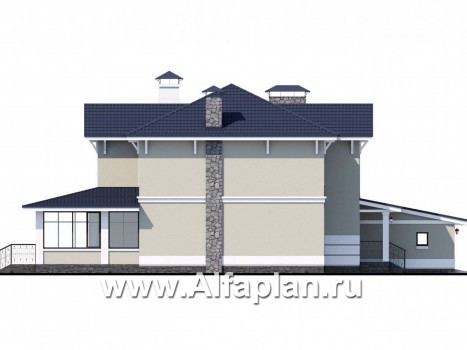 Проекты домов Альфаплан - «Семь ветров» - двухэтажный  комфортабельный коттедж с большим гаражом. - превью фасада №3