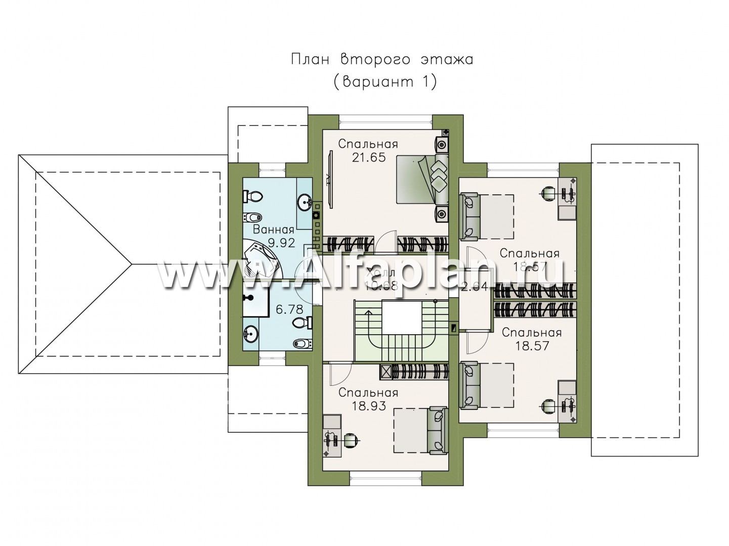 Проекты домов Альфаплан - «Патриций» - коттедж с большой верандой и террасой - план проекта №2