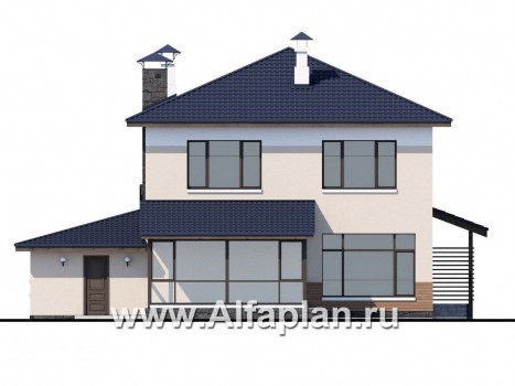 Проекты домов Альфаплан - «Преимущество» - современный  удобный дом с гаражом - превью фасада №4
