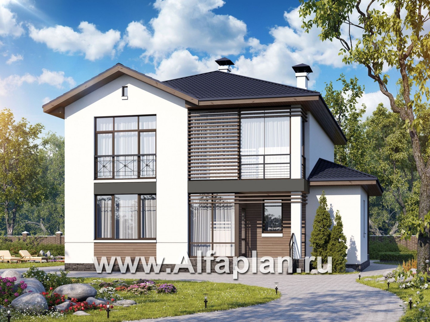 Проекты домов Альфаплан - «Выбор» - компактный дом с комфортной планировкой - основное изображение