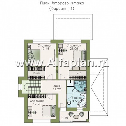 Проекты домов Альфаплан - «Выбор» - компактный дом с комфортной планировкой - превью плана проекта №2