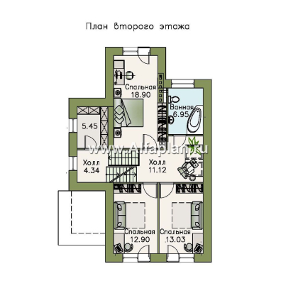 «Эврика» - проект трехэтажного дома, планировка с увеличенной прихожей, с гаражом в цоколе, для узкого участка - превью план дома