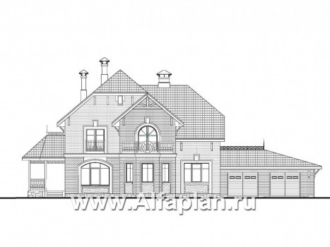 Проекты домов Альфаплан - «Ясная поляна» - удобный коттедж для большой семьи - превью фасада №1