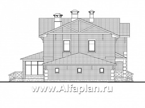 Проекты домов Альфаплан - «Традиция» - комфортабельный коттедж с гаражом на два автомобиля - превью фасада №3