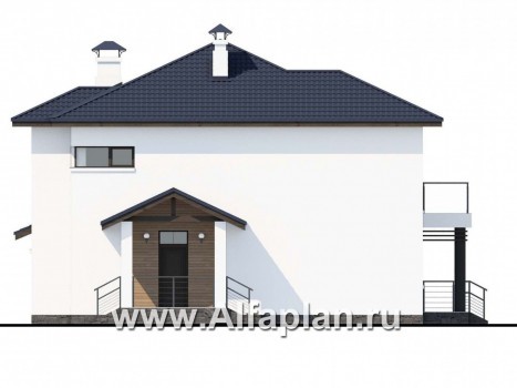Проекты домов Альфаплан - «Эффект бабочки» - современный дом с красивой угловой террасой - превью фасада №3