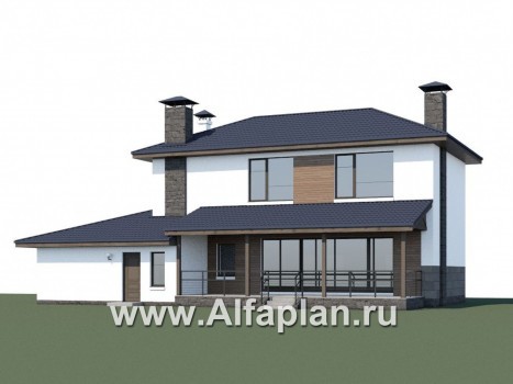 Проекты домов Альфаплан - «Мотивация успеха» - дом с гаражом, обращенный окнами в сад - превью дополнительного изображения №1
