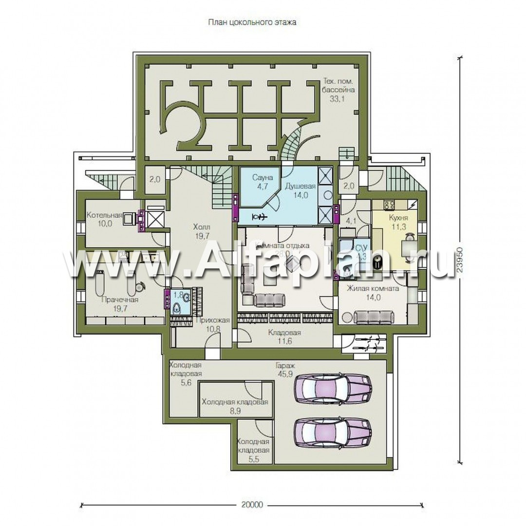 Проекты домов Альфаплан - «Поместье» - элитный коттедж в классическом стиле - план проекта №1