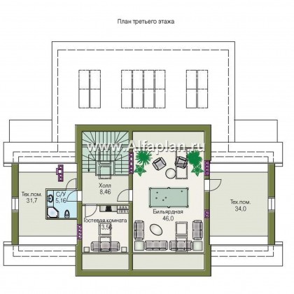 Проекты домов Альфаплан - «Поместье» - элитный коттедж в классическом стиле - превью плана проекта №4