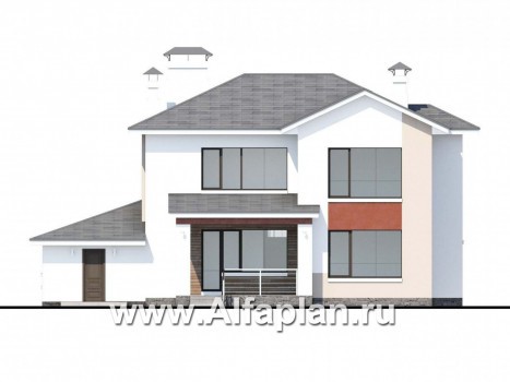 Проекты домов Альфаплан - «Платина» - современный дом в европейской традиции - превью фасада №4