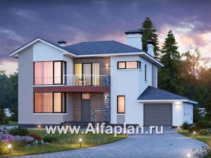 Превью проекта ««Платина» - проект двухэтажного современного дома, с террасой и с гаражом, в стиле Акварель»