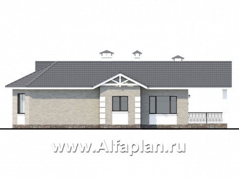 Проекты домов Альфаплан - «Тайный советник» - полутораэтажный коттедж с небольшим цоколем - превью фасада №2
