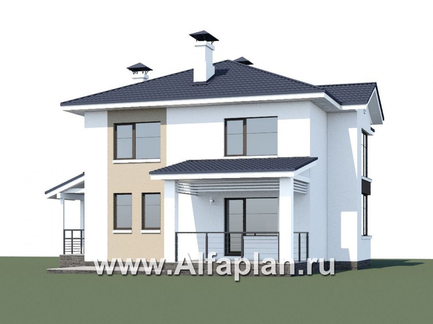 Проекты домов Альфаплан - «Лотос» - проект современного двухэтажного дома - дополнительное изображение №1