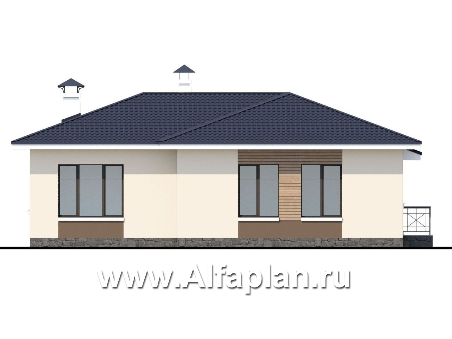 Проекты домов Альфаплан - «Теплый очаг» - экономичный одноэтажный дом - изображение фасада №4