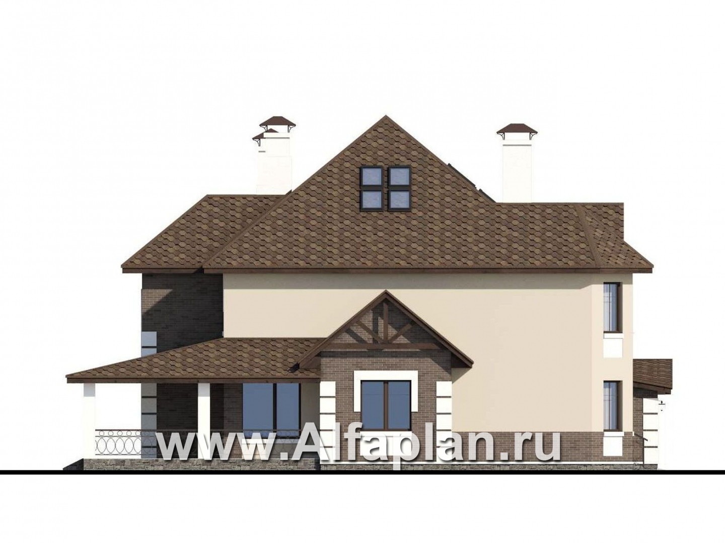 Проекты домов Альфаплан - «Воронцов»- респектабельный коттедж из газобетона с гаражом - изображение фасада №3