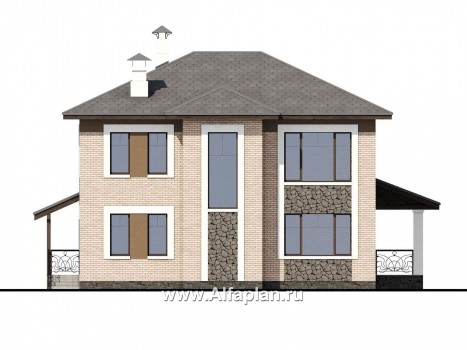 Проекты домов Альфаплан - «Арт-Нуво» - респектабельный двухэтажный дом в стиле модерн - превью фасада №4