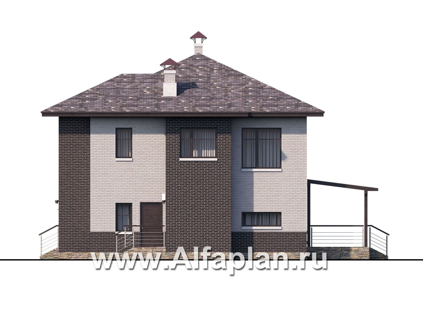 Проекты домов Альфаплан - «Эндорфин» - современный двухэтажный дом - изображение фасада №2