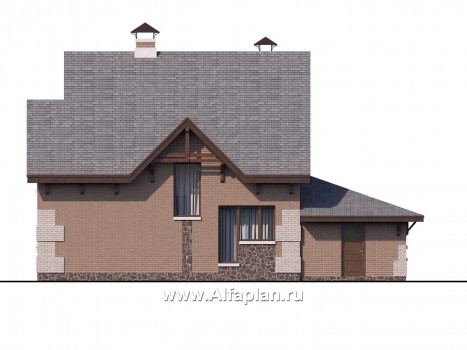 Проекты домов Альфаплан - «Улыбка» - компактный загородный дом с гаражом - превью фасада №4