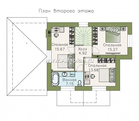 Проекты домов Альфаплан - «Улыбка» - компактный загородный дом с гаражом - превью плана проекта №2